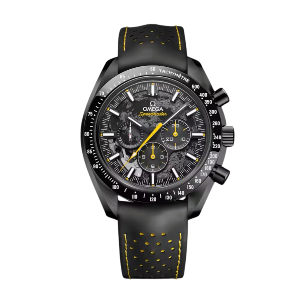 All-black chronograph, black leather strap