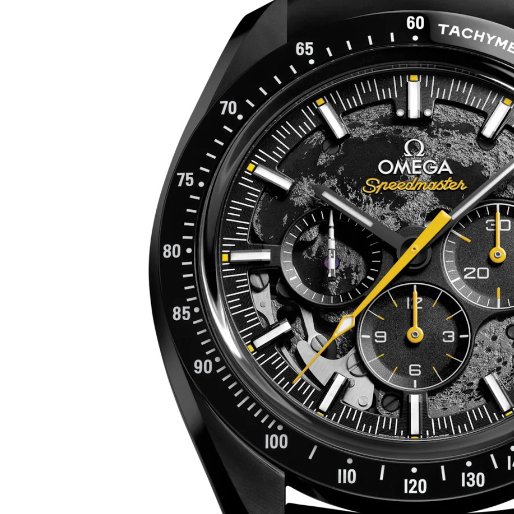 All-black chronograph, black leather strap