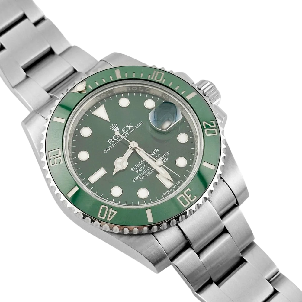 Diver, steel, green bezel, green sunburst dial