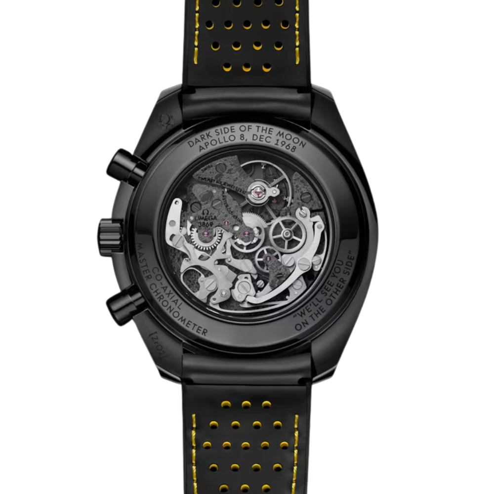 All-black chronograph, black leather strap