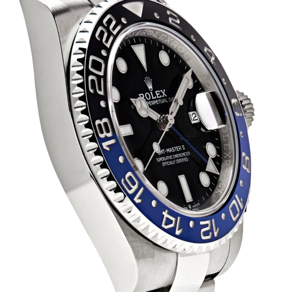Octagonal with screws, steel, black dial, integrated steel bracelet