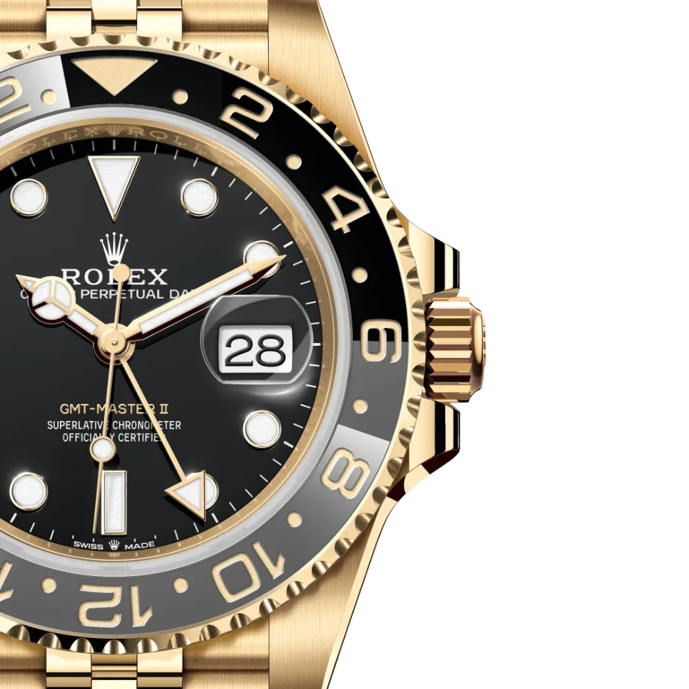 Slim rectangular, full gold, black dial