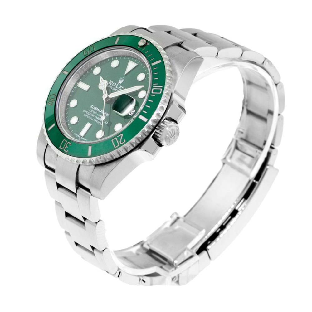 Diver, steel, green bezel, green sunburst dial