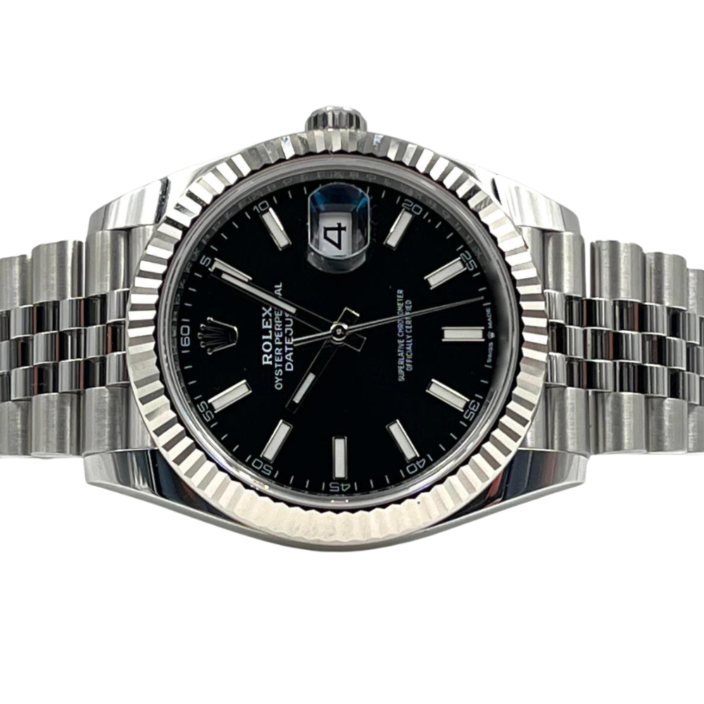 Classic three-hand, steel, plain black dial