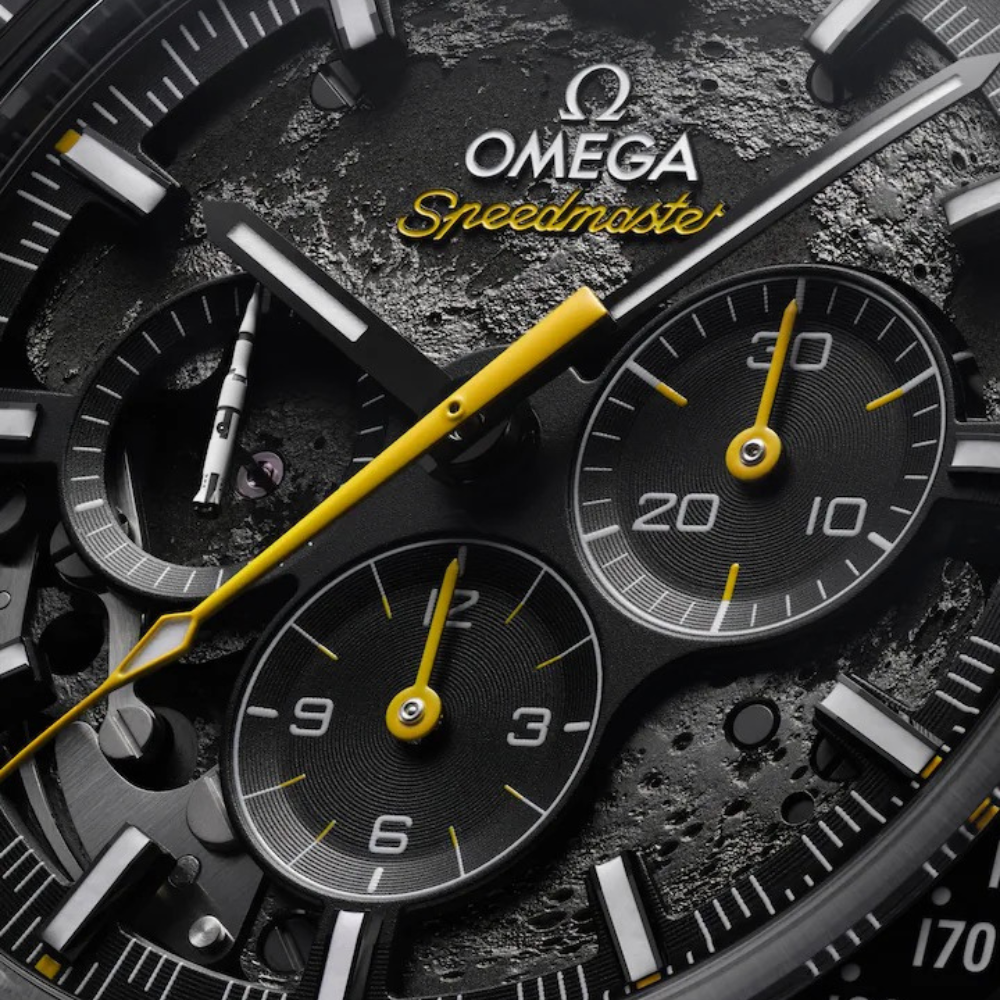 All-black chronograph, black leather strap