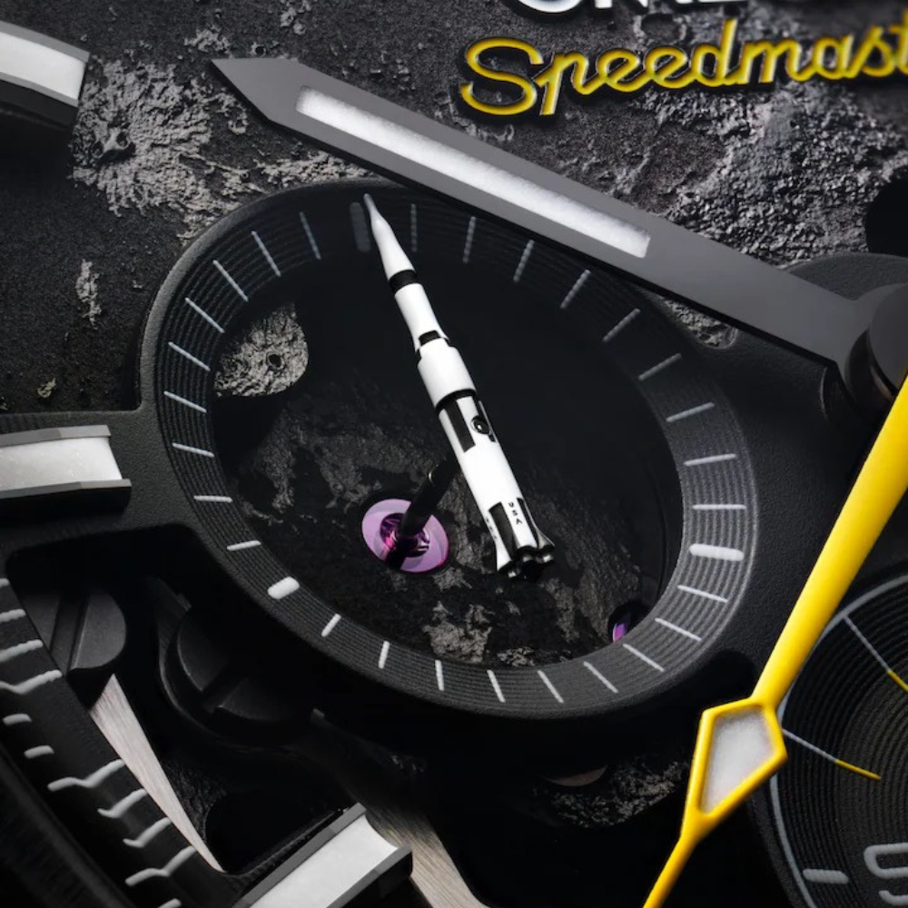 All-black chronograph, black leather strap