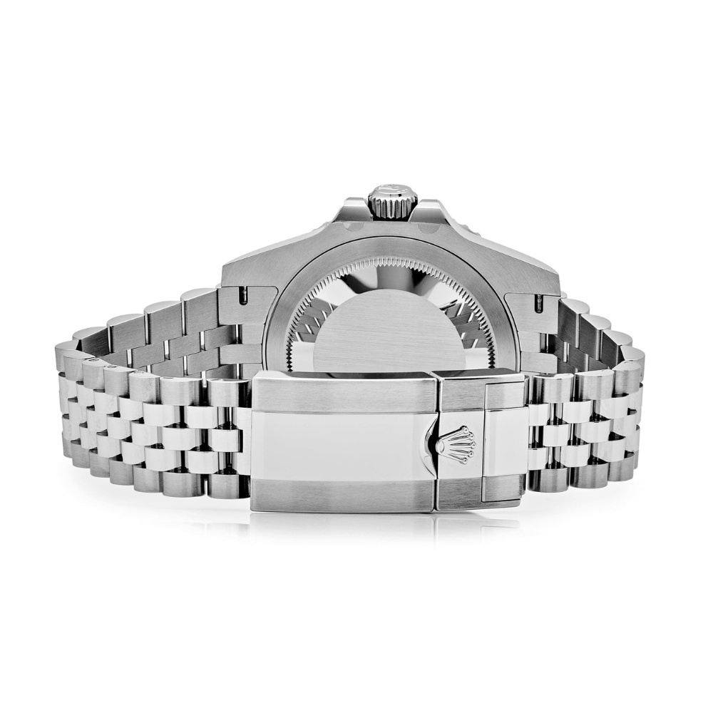 GMT, steel, two-tone green and black 24-hour bezel, green GMT hand