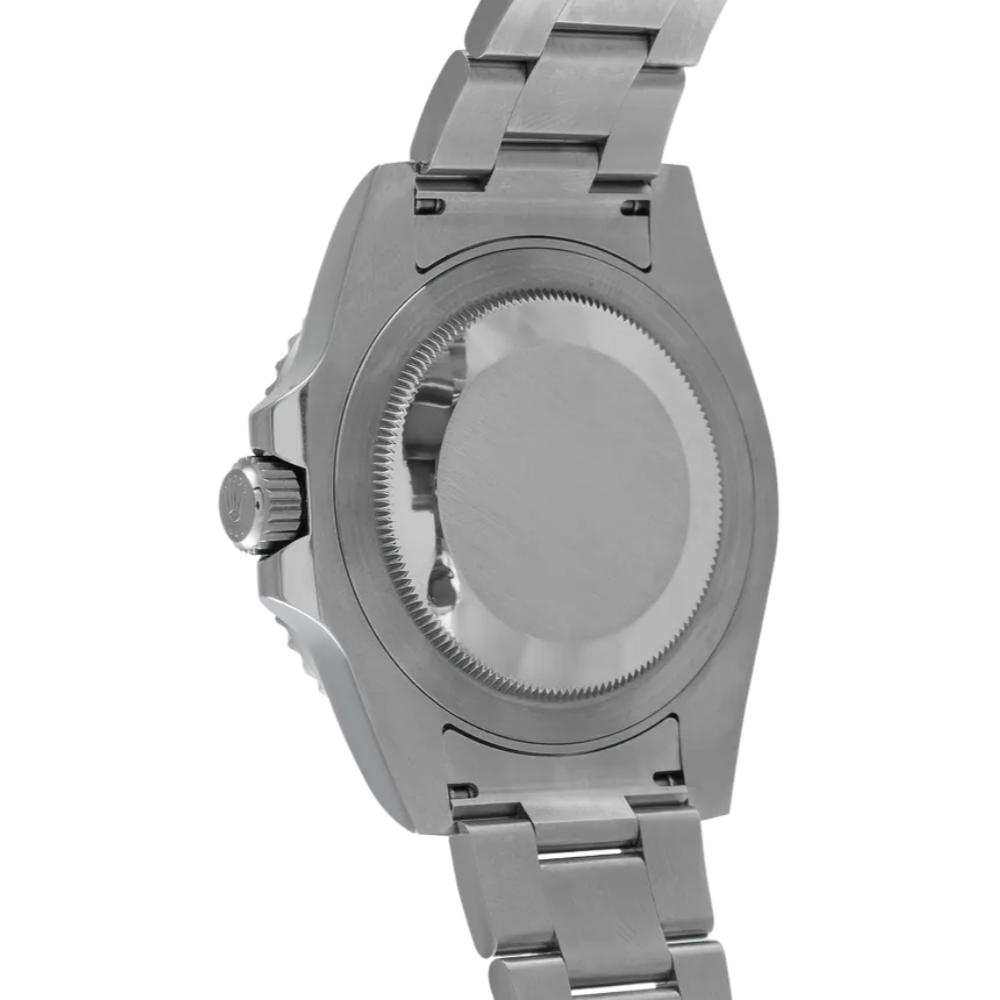 Octagonal with screws, steel, black dial, integrated steel bracelet