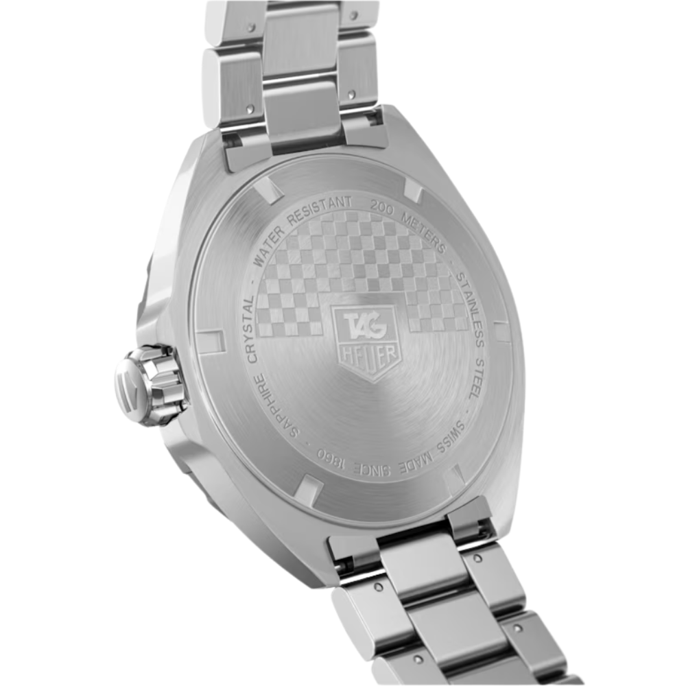 Triangular case, steel, black sunburst dial