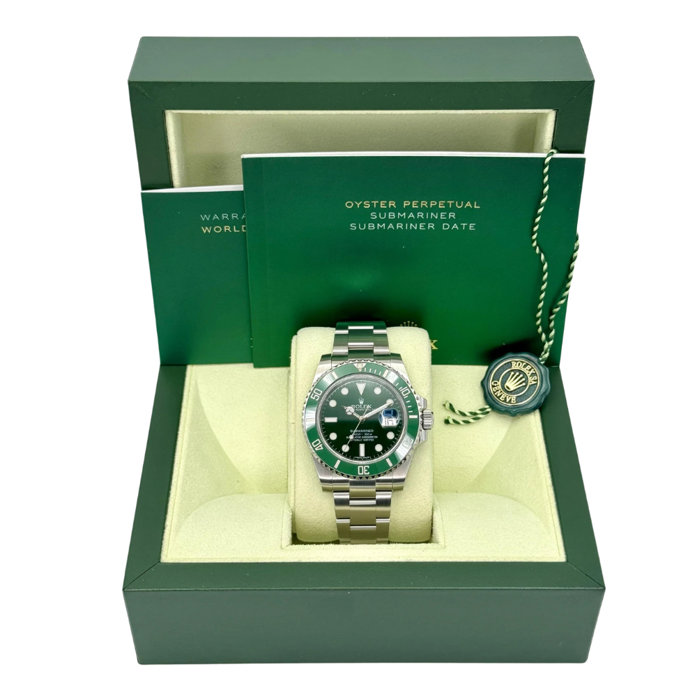 Diver, steel, green bezel, green sunburst dial