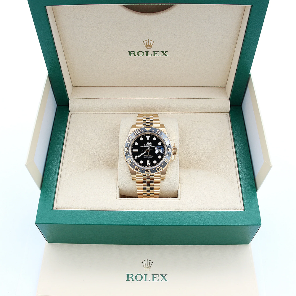 Slim rectangular, full gold, black dial