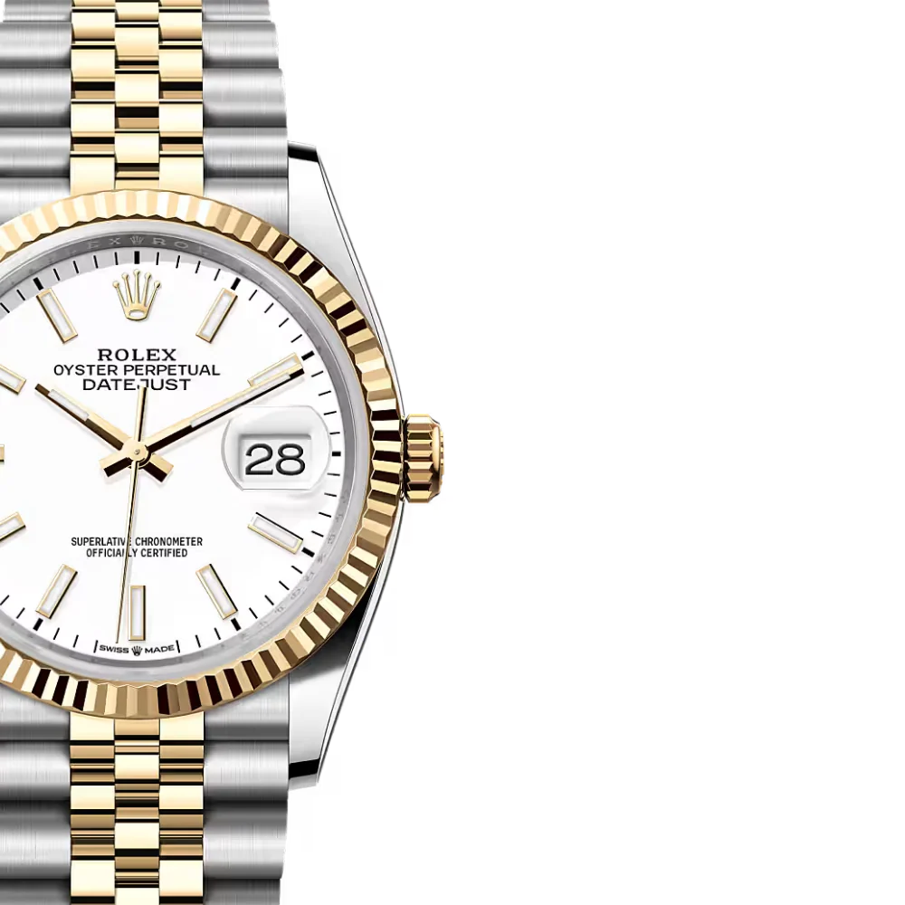 Two-tone steel and gold chronograph, black dial